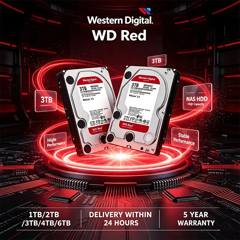WD Red Series 4TB 2TB 3TB 6TB 5400RPM SATA 6Gb/s 64MB Cache 3.5 Inch Internal Hard Drive for Desktop NAS Network Attached Storag