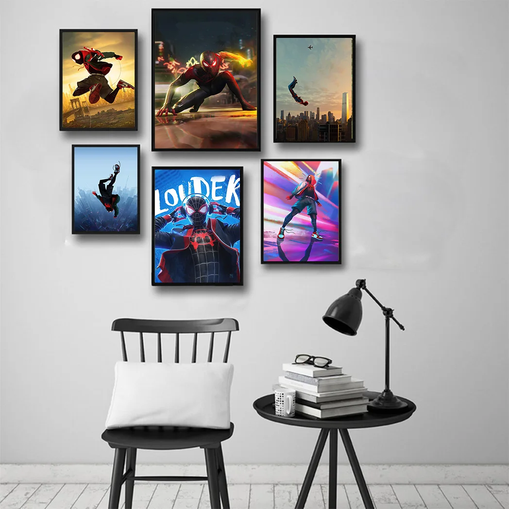 MINISO Marvel Superhero Spider-Man Wall Art Posters Multiverse Home Decor Suitable for Various Room Decorative Canvas Painting