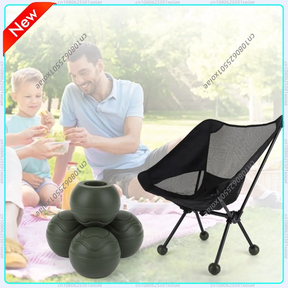 4Pcs Camping Chair Leg Cap Stabilizing Rubber Ball Feet Anti Slip Outdoor Chair Leg Tips Protectors Moon Chair Foot Cover