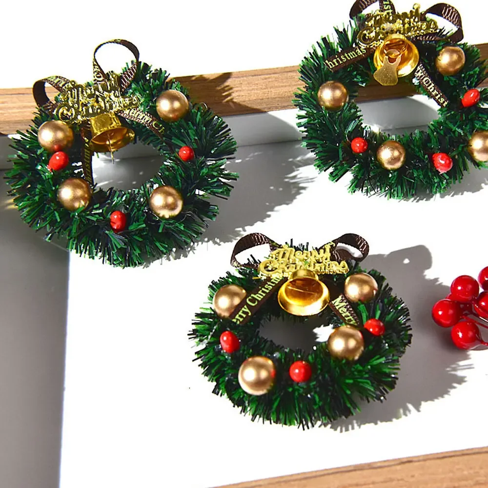 1/2pcs 6CM Miniature Wreath for Doll House Christmas Tree Decoration for Dollhouse Accessories Christmas Decoration Home Decor