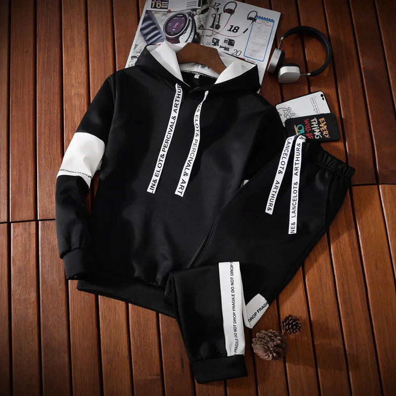 Herbst Hoodie Sets Männer Trainingsanzug Beiläufige Hoodies Sweatshirt + Jogginghose 2 Teilig Männlichen Pullover Hoody Mode Streetwear Kleidung