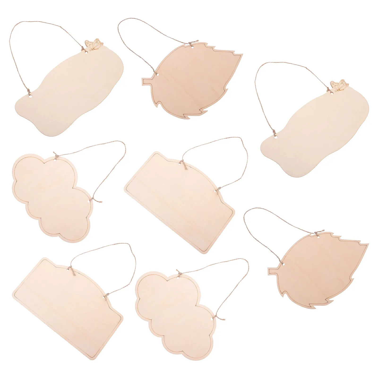 

8Pcs Hanging Wood Plaques Unfinished Blank Wood Signs with Rope for DIY Crafts Painting Home Event Decor Blank Sign