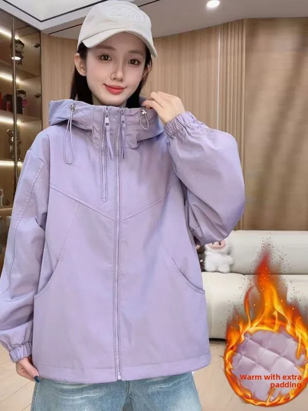 Thickened Cotton Jacket Women's Outerwear Double Zipper Winter Coat Warm Waterproof Fashionable Sun Protection Shirt