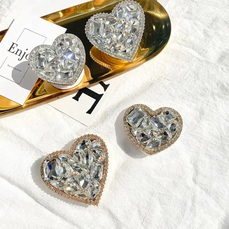 3D Cute Diamond Heart Shape Folding Finger Ring Griptok Phone Holder for IPhone 16 Support Socket Pocket Grip Tok Stand Bracket