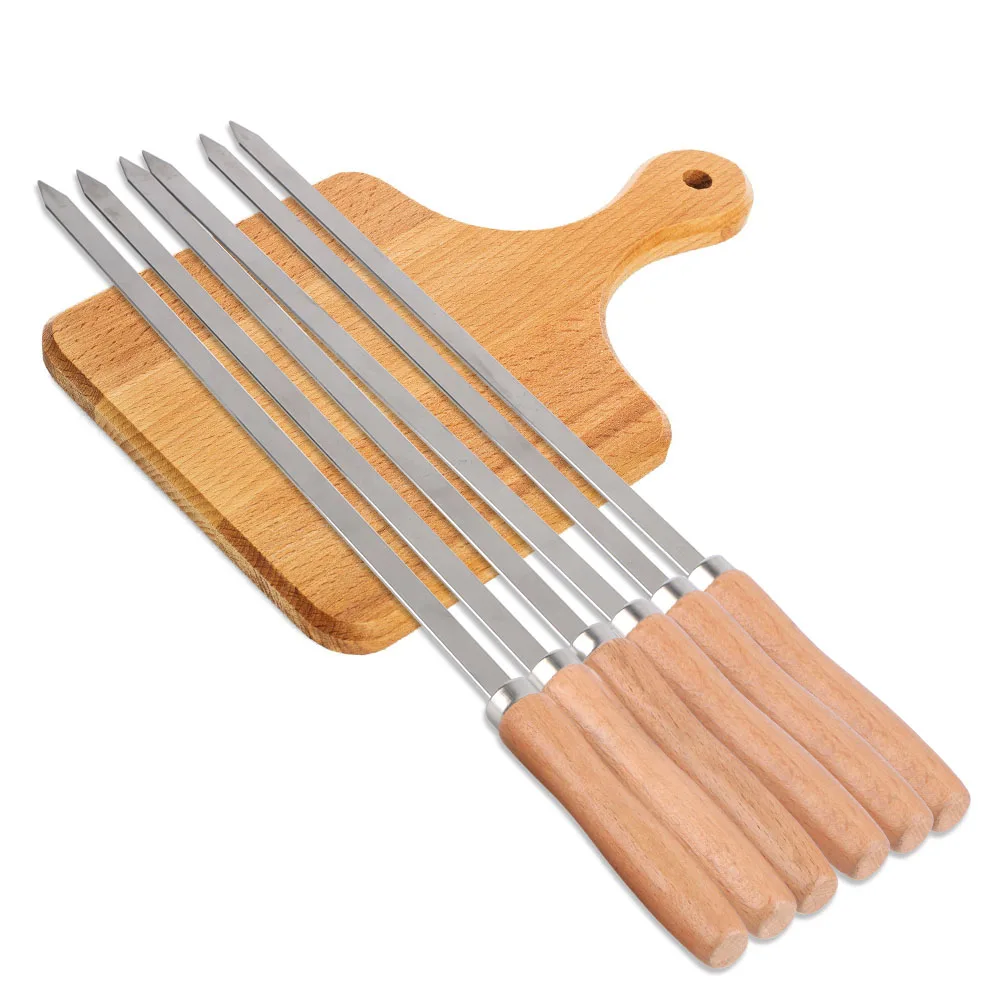 6 Stücke 340 Edelstahl BBQ Lange Spieße Outdoor BBQ Werkzeuge BBQ Spieße Professionelle Grillen BBQ Spieß
