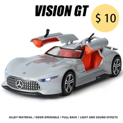 1:24 AMG Vision GT Alloy Car Model Diecast Metal Vehicle Simulation Sound Light Kid Toy Boy Gift Collection Wheel Piece Door