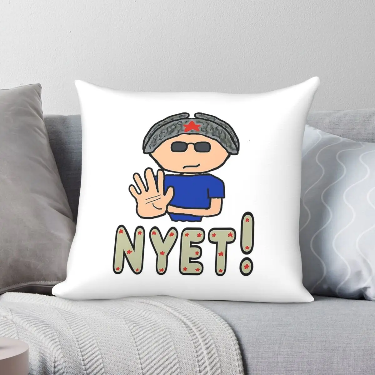 

Nyet Russian Square Pillowcase Polyester Linen Velvet Pattern Zip Decor Pillow Case Room Cushion Cover