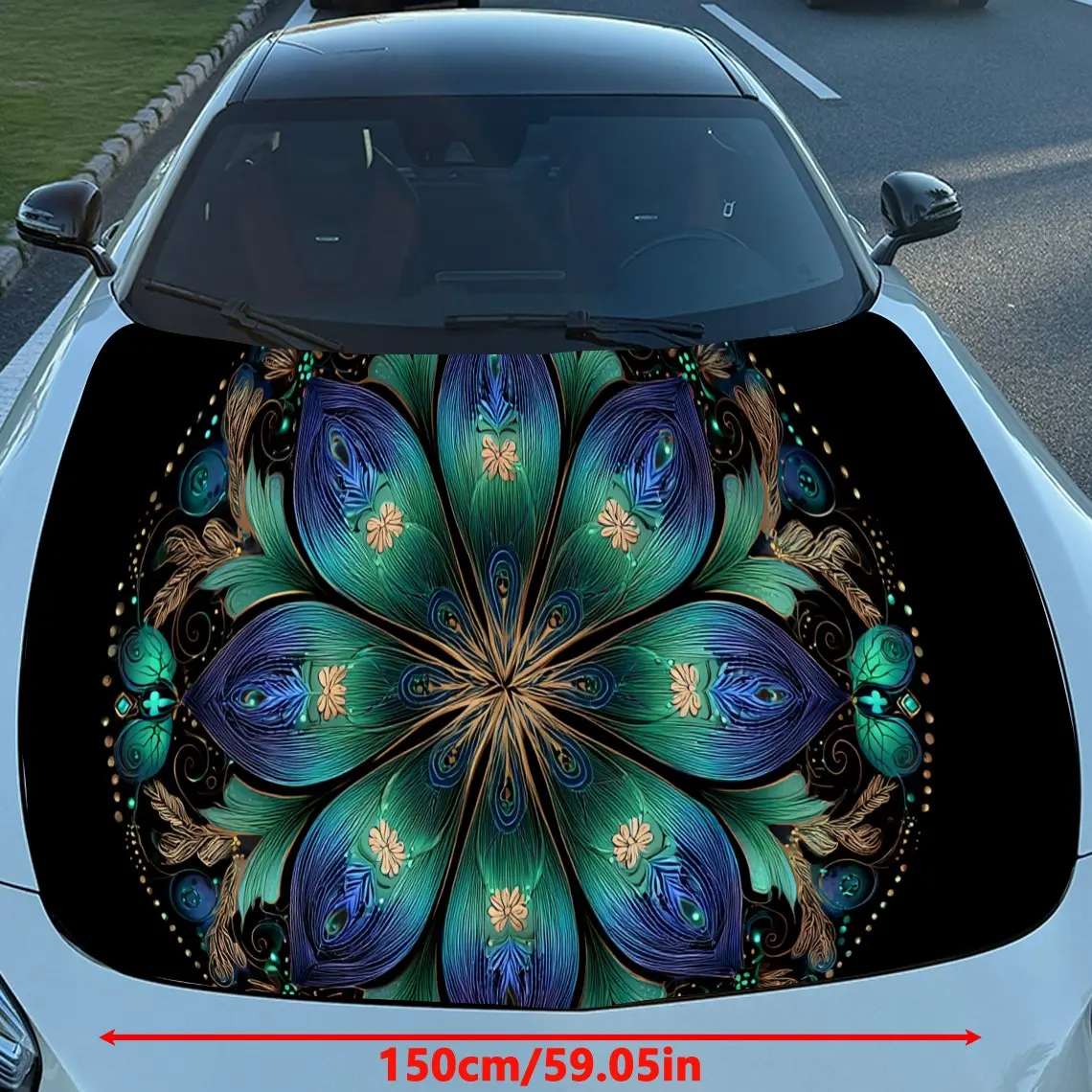 Eight-petaled Datura flower element Car Hood Vinyl Stickers Car Surface Protection Decal Car Decoration Cover Vinyl Wraps Waterp