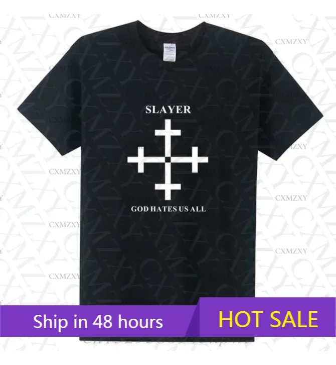 

2025 Summer Fashion Slayer T Shirt Men God Hates Us All Men T Shirt Metal Rock Band Short Sleeve Cotton T-shirt Men Tops