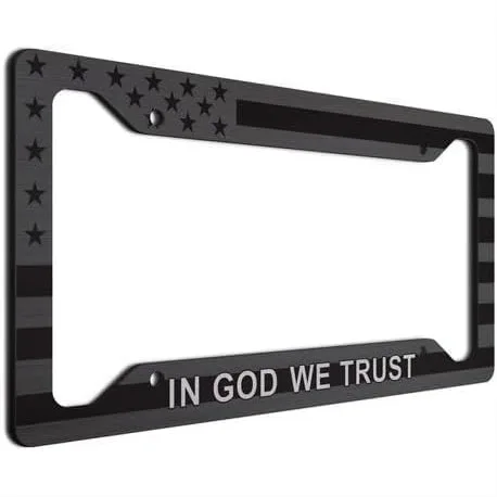 

American Flag License Plate Frame, Patriotic Car Accessory with Powder Coated Plastic, 12x6 for US Plates