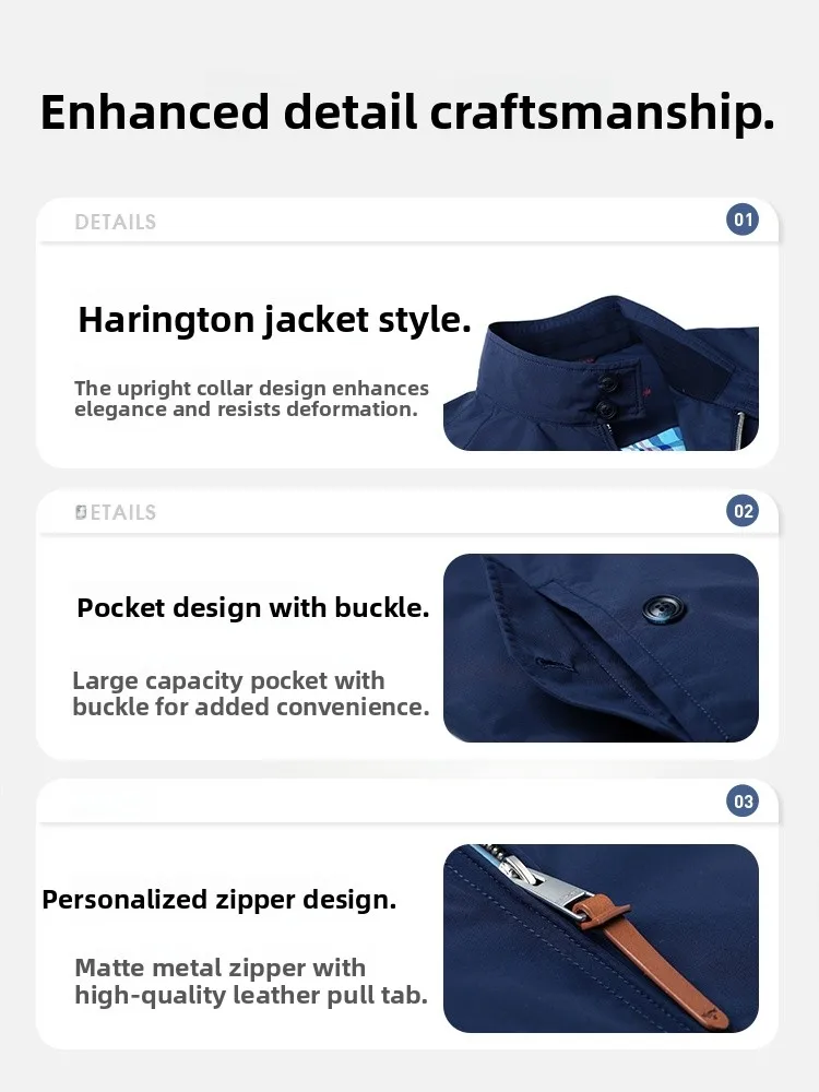 

Tee-Proof Septwolves Stand Collar Harrington Jaet Men's Spring Autumn New Casual Faion Upper Apparel Zipper Sve Long