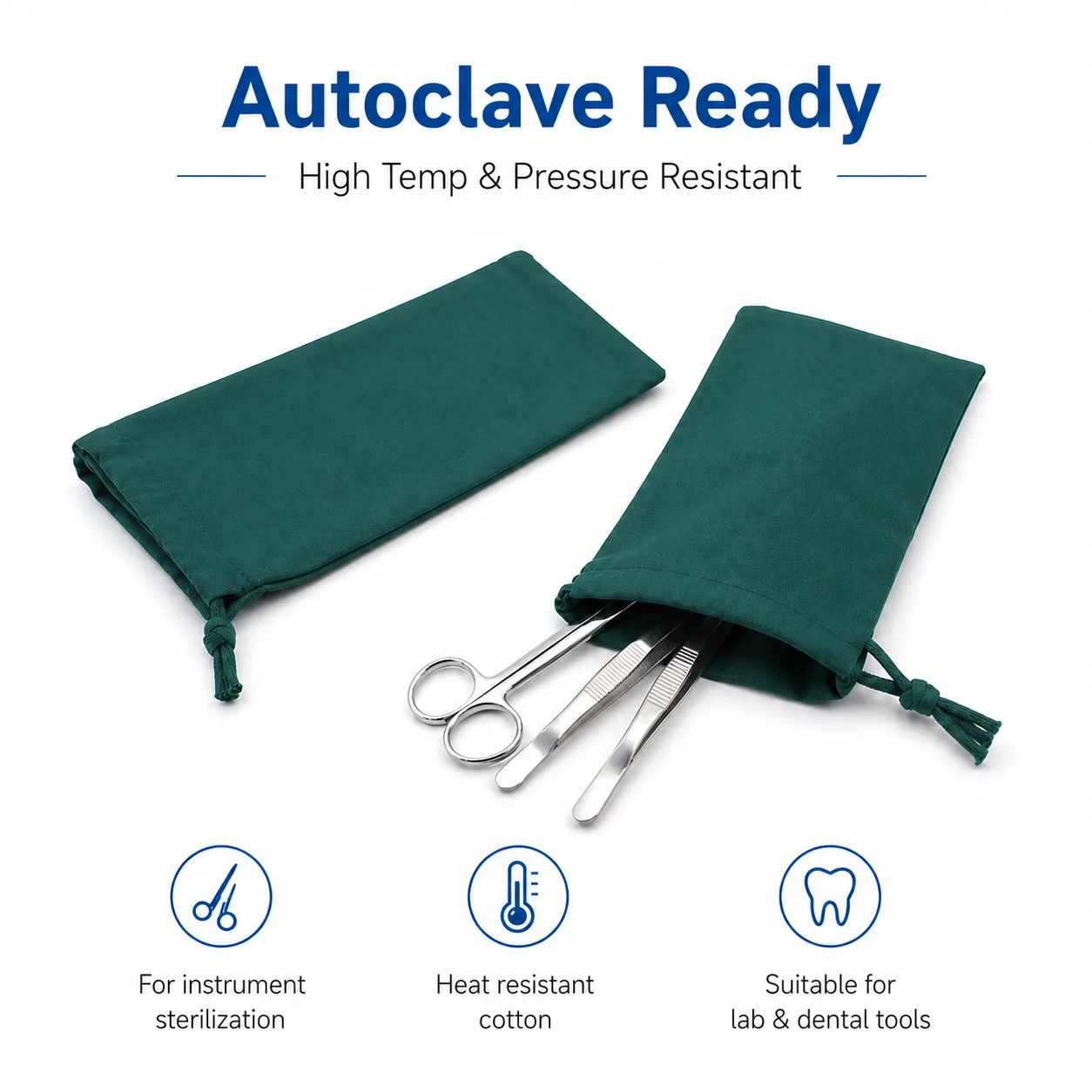 Cotton Sterilization Bag Drawstring Dental Instrument Pouch Autoclave Disinfection Storage Bag for Lab Medical Tools