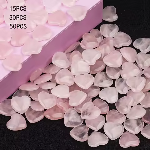 15/30/50PCS 20MM Heart Shape Stone Crystal Rose Quartz Love Healing Stones Irregular Mineral Gravel Specimen Home Garden Decor