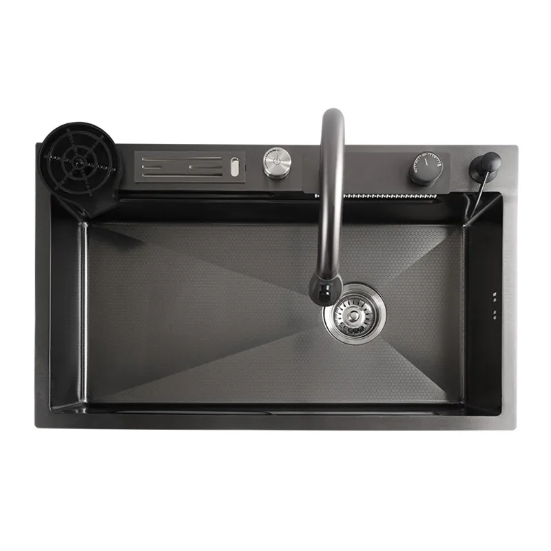 Feiyu Waterfall Kitchen 304 Stainless Steel Sink Dishwasher Vegetable Basin Multifunctional Large Single Sink
