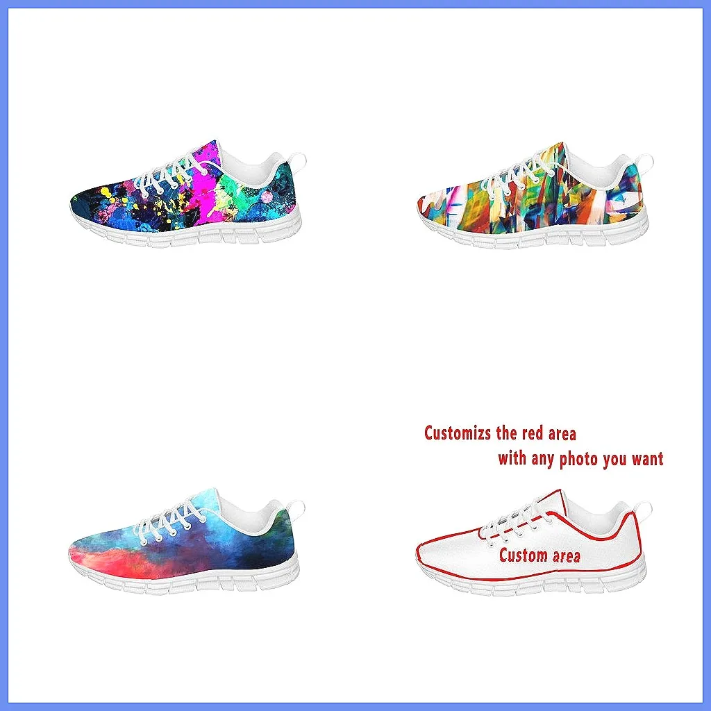 

Custom Abstract Sports Shoes for Men Women, Latest White Casual Sneakers, High Quality Running Shoes