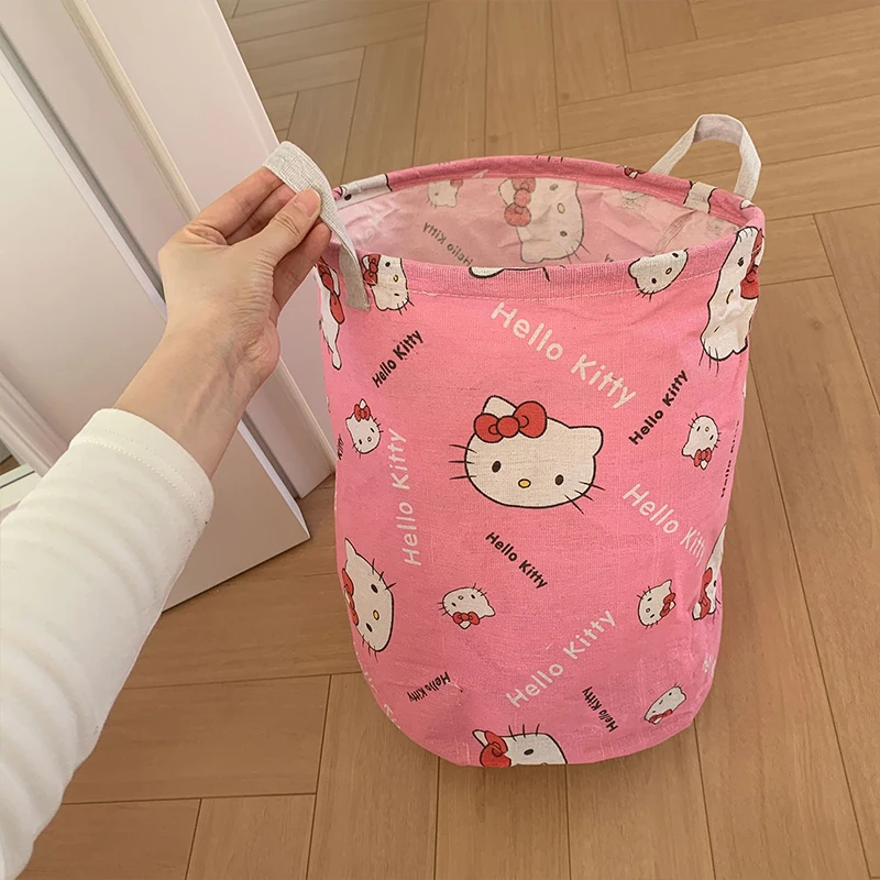 Hello Kitty Sanrio Storage Bins Cartoon Girls Student Dormitories Anime Clothing Dirty Clothes Toys Kawaii Storage Bag Gifts