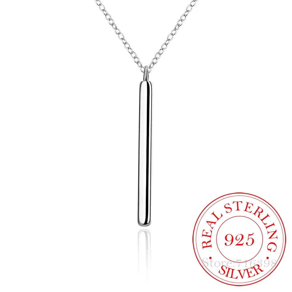 Chic 925 Sterling Silver Bar Pendant Chocker Statement Necklaces Punk Style New Year's Gifts Fine Jewelry For Women Collares