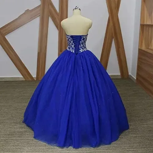 Przepiękna suknia balowa sukienki Quinceanera Vestidos De 15 Anos Bling świecące koraliki tiulowe suknie urodzinowe kopciuszki