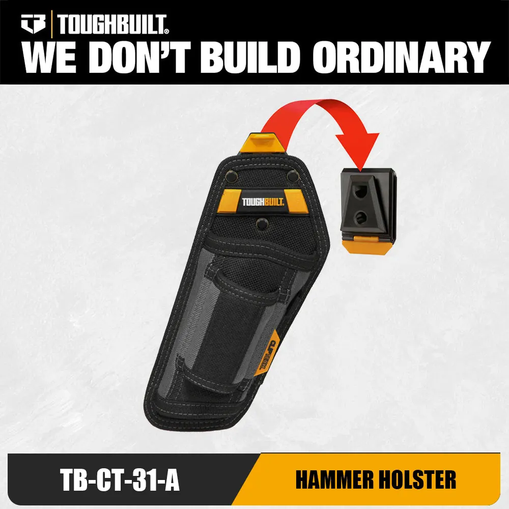 1pc TOUGHBUILT Hammer Holster with Cliptech Ergonomic, Compact & Durable for Workshops, DIY, and Construction. Tool Pouch