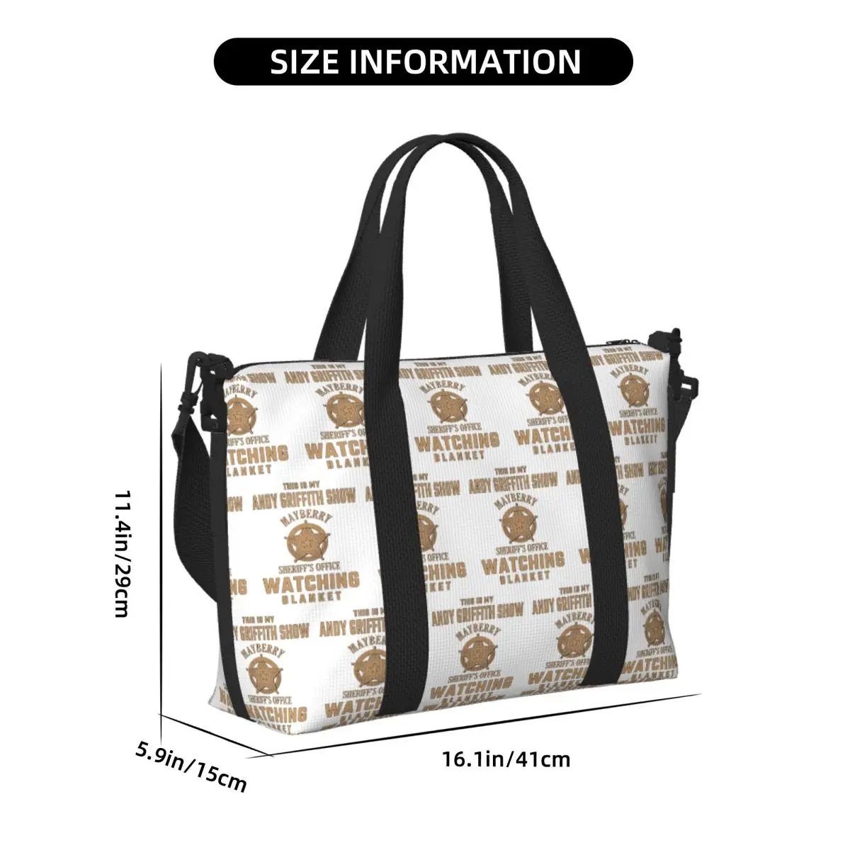 Custom This Is My Andy Griffith Show Beach Travel Bag Large Capacity Tote Bags for Gym Sport Women Shopping Duffle Shoulder Bag view 2