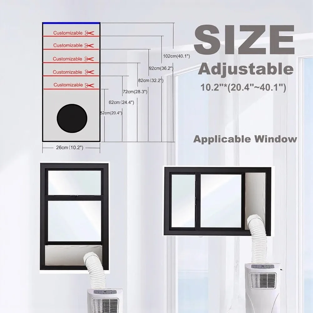 Portable AC Window Vent Kit,window Seal Kit Oxford Fabric,waterproof, Non-breathable,stops Hot Backflow, Easy To Install