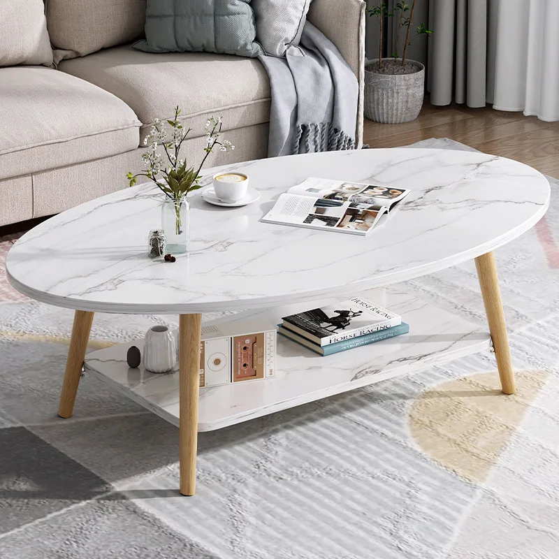 Tea table marbled Nordic coffee solid wood leg home creative tea table