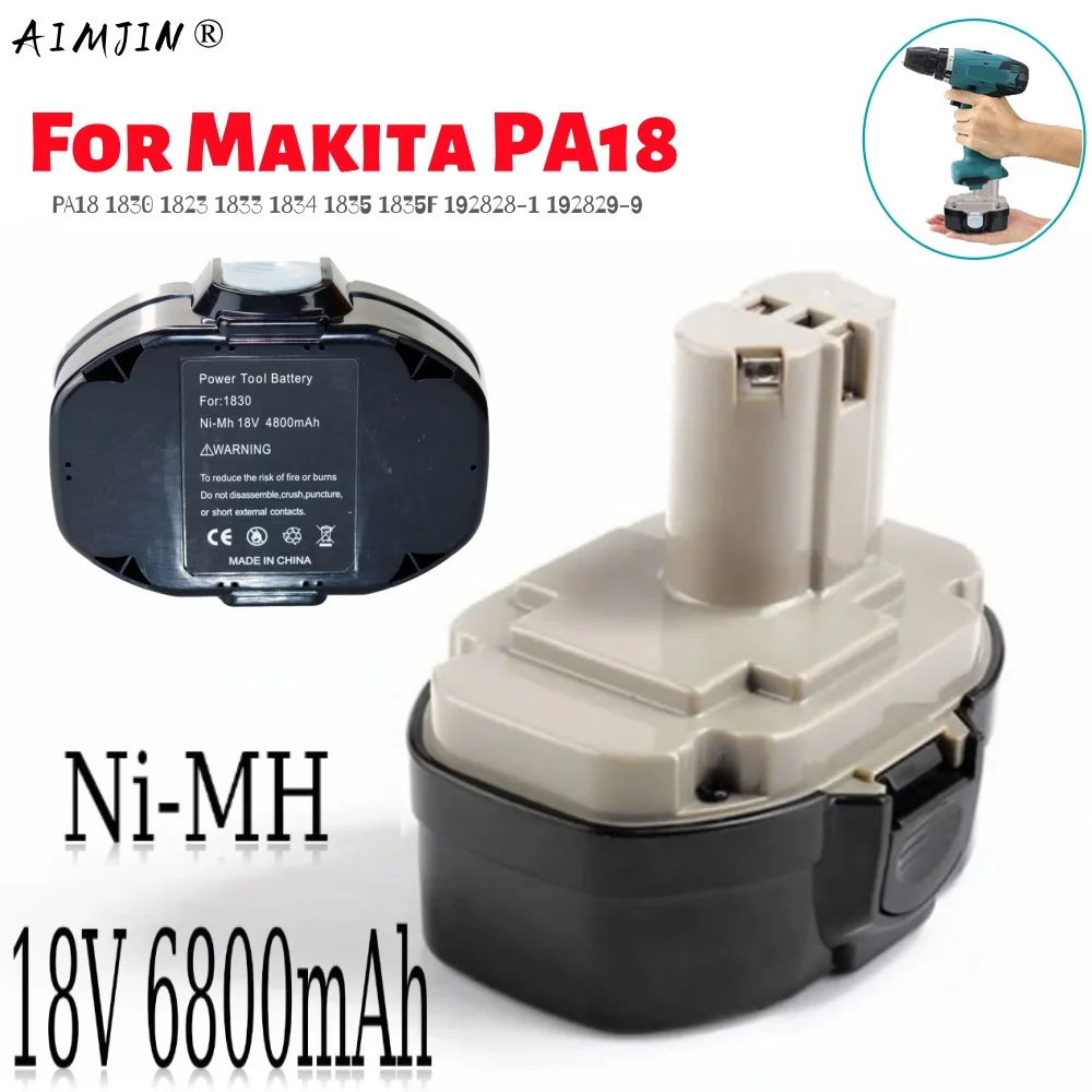 ل 18 فولت ماكيتا 6800 مللي أمبير ni-mh بطارية استبدال PA18 1822 1823 1833 1834 1835 1835F 192828-1 192829-9 #1