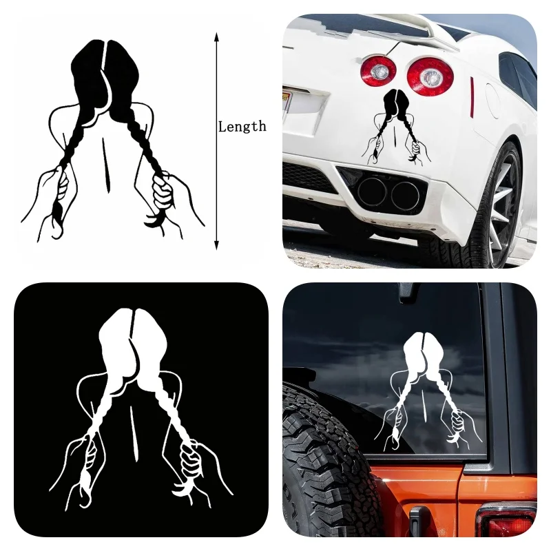 

Автомобильные наклейки, черная рука, держащая двойной хвост, наклейка для девочек, виниловая наклейка, автомобильные аксессуары