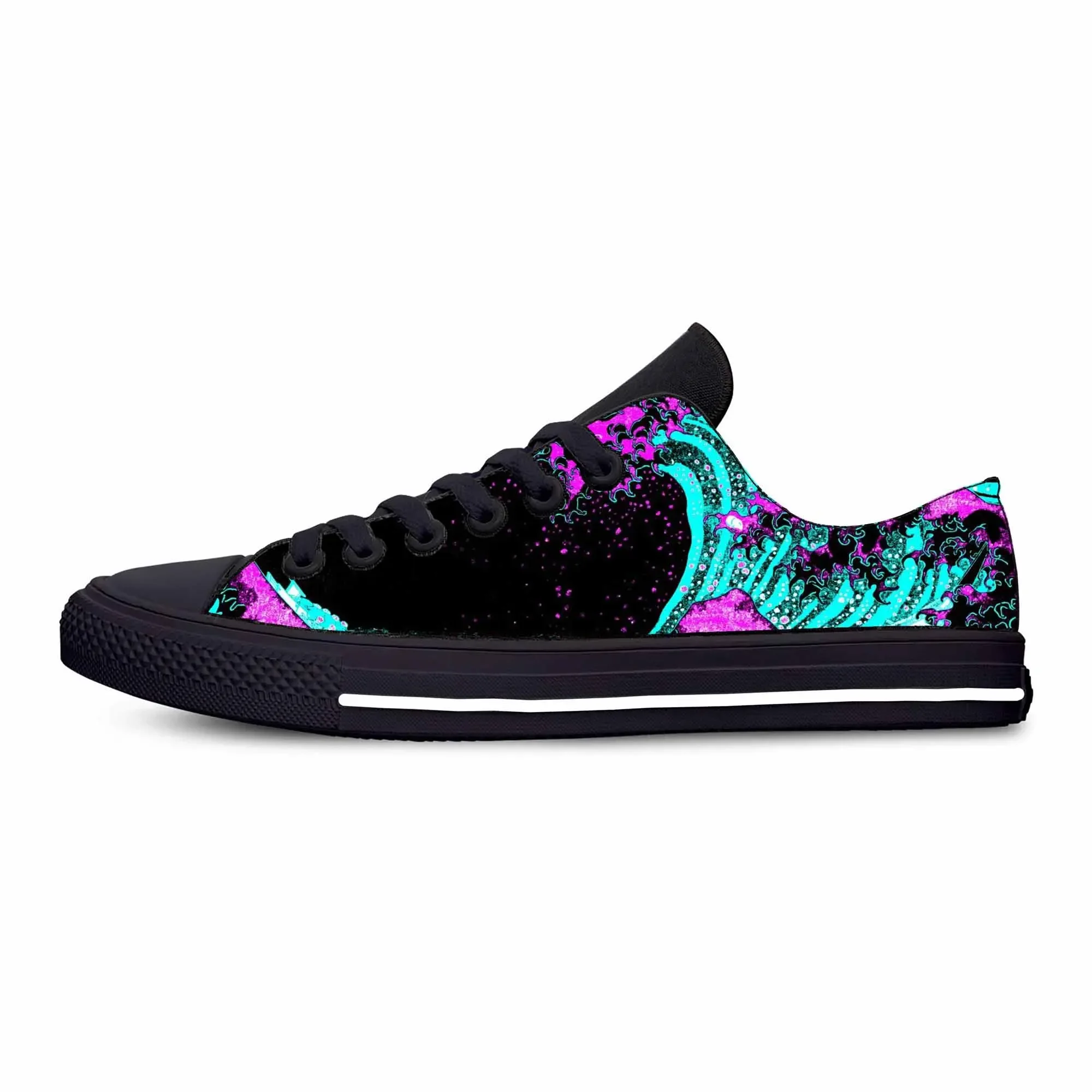 Zapatillas deportivas con estampado 3D para hombre y mujer, zapatos informales de tela, transpirables, de dibujos animados de Anime japonés, gran ola, Kanagawa