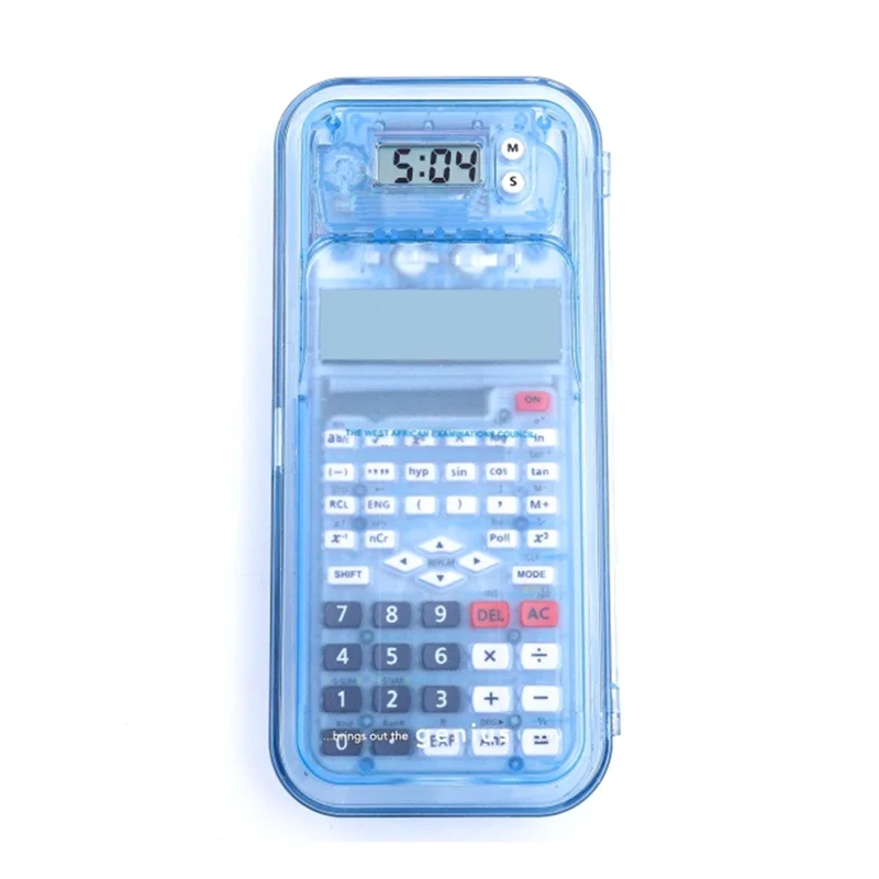 

AT93-Luxmoc Multi-Function Scientific Calculator Transparent Pencil Case Time Display Scientific Function Calculator