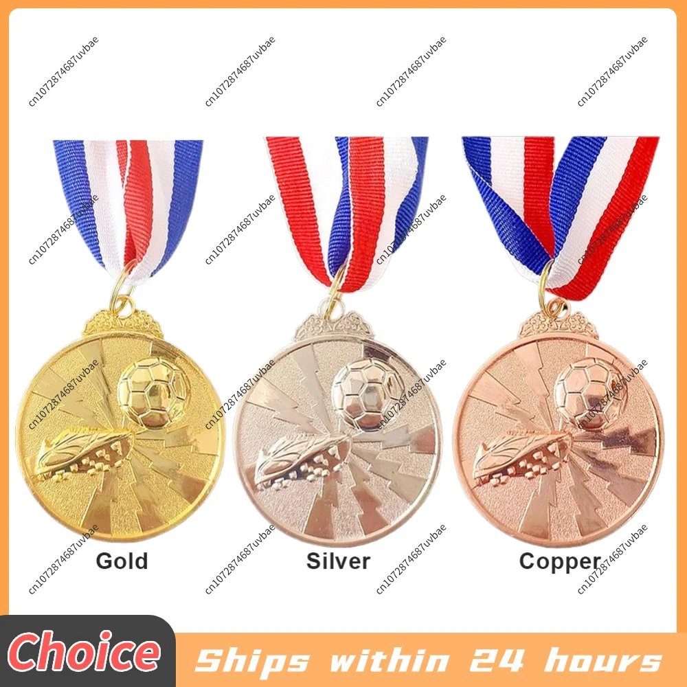 Soccer Medals Gold Silver Bronze Award Medals 2 Inch Metal Winner Medals with Neck Ribbon for Sports Competitions Celebration