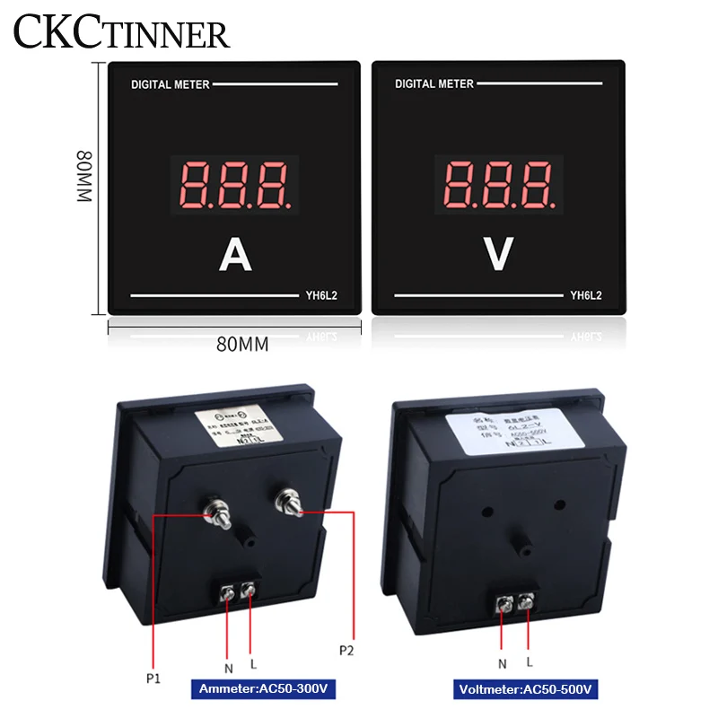 6L2/99T1 Digital Voltammeter Ammeter AC 50-500V Voltage Tester 220V 380V