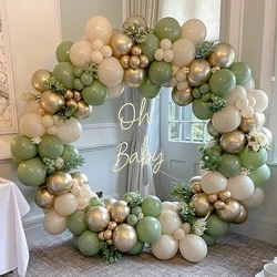 Sage Green Balloons Garland Arch White Sand Gold Latex Balloon Kids Birthday Party Baby Shower Decor Wedding Anniversary Globos