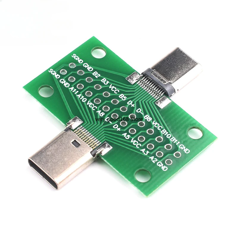 Type-C Male to Female USB 3.1 Test PCB Board Adapter Type C 24P 2.54mm Connector Socket For Data Line Wire Cable Transfer