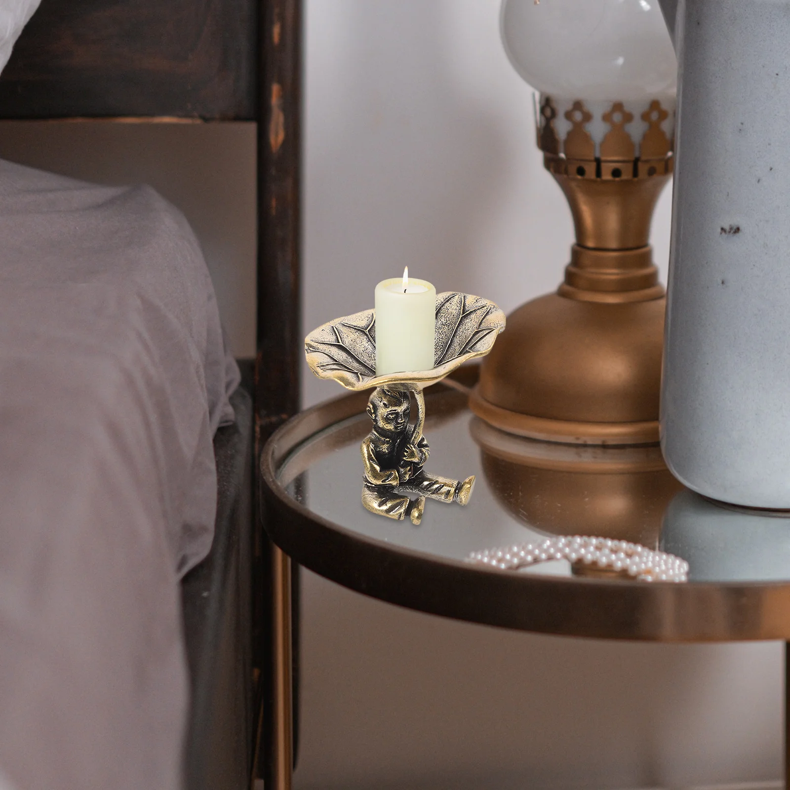 

Lotus Leaf Shaped Metal Tealight Holder For Tabletop Desktop Decor Home Wedding Party Vintage Tea Light Stand