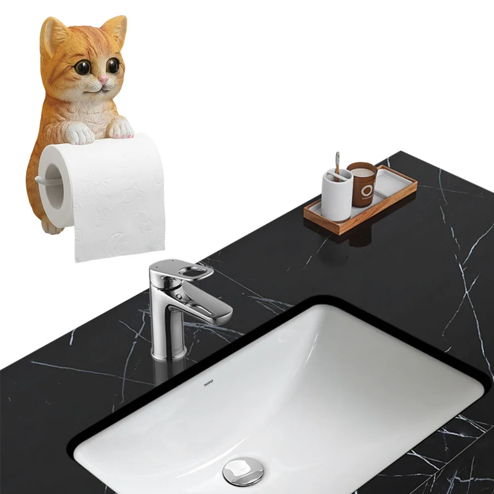 

Wall Mounted Animal Paper Towel Holder Decorative Cat Shape Paper Stand Funny Animal Roll Storage Rack Kitchen and Bathroom Use