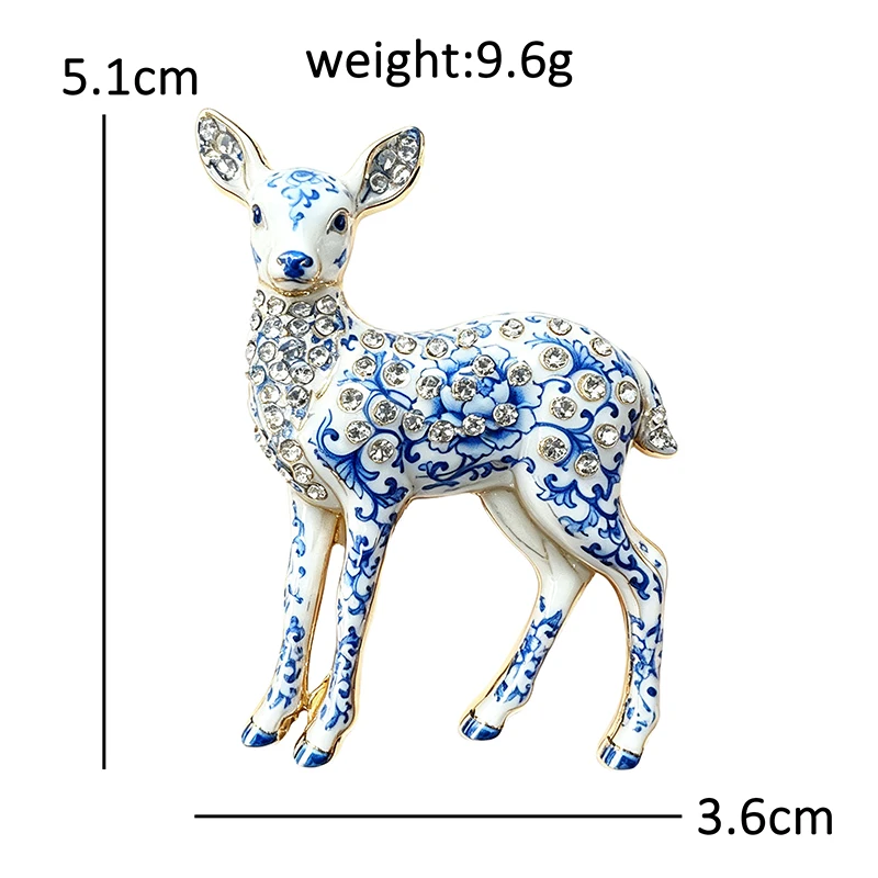 Wuli&baby Niedliche Sika-Hirsch-Broschen für Frauen Unisex 2-farbige Strass-Tierbroschen für Weihnachtsfeiern und Alltag Neujahrsgeschenke – Detail 3