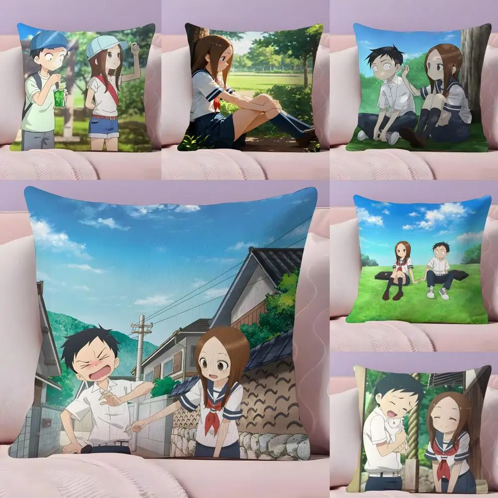 

Наволочка с мультяшными персонажами Такаги-сан и Нишиката-Н, шелковистая, из короткого плюша, с невидимой молнией, пылезащитная, для диванных подушек, для домашнего декора