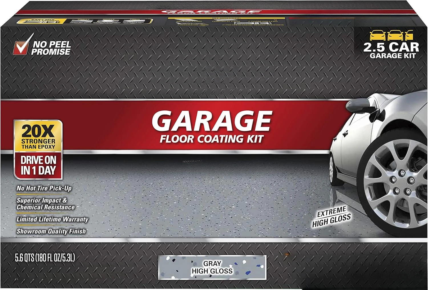 Rocksolid Polycuramine Garage Oil Floor Coating, 2.5 Car Kit, Gray, 180 Fl Oz (Pack of 1)