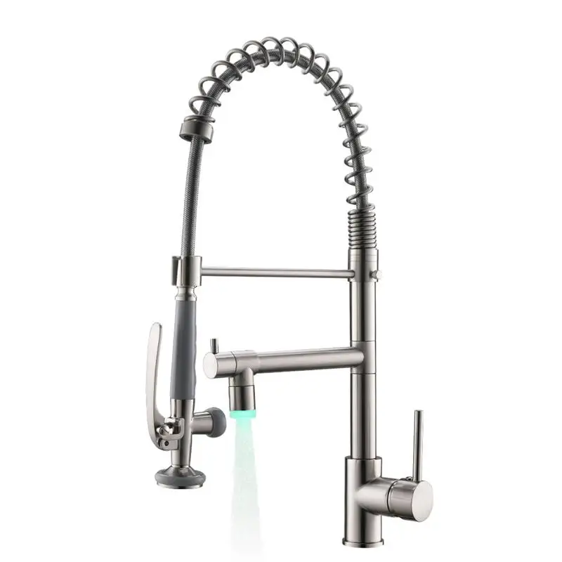 

Brushed Nickel Pull Down Kitchen Faucet, Single Handle Sink Sprayer, Modern Design