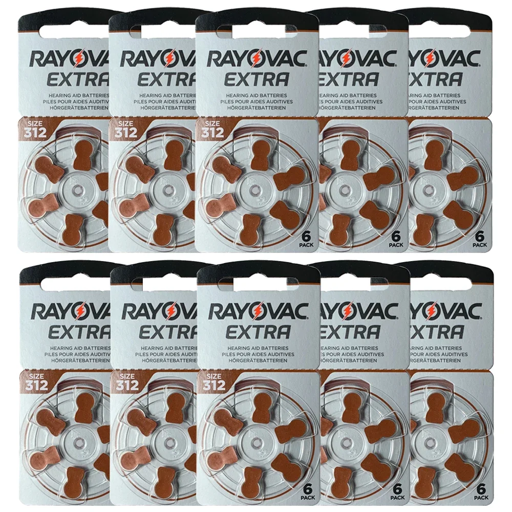 Hearing Aid Batteries 60PCS / 10 Cards RAYOVAC PEAK 1.45V 312 312A A312 PR41 Zinc Air Battery For BTE CIC RIC OE Hearing Aids