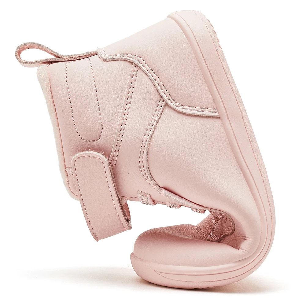 HOBIBEAR للجنسين الشتاء بيرفوت أحذية أطفال واسعة تو صندوق فو الفراء اصطف الكاحل أحذية رياضية الجلود الاصطناعية مطابقة الأسرة الأحذية