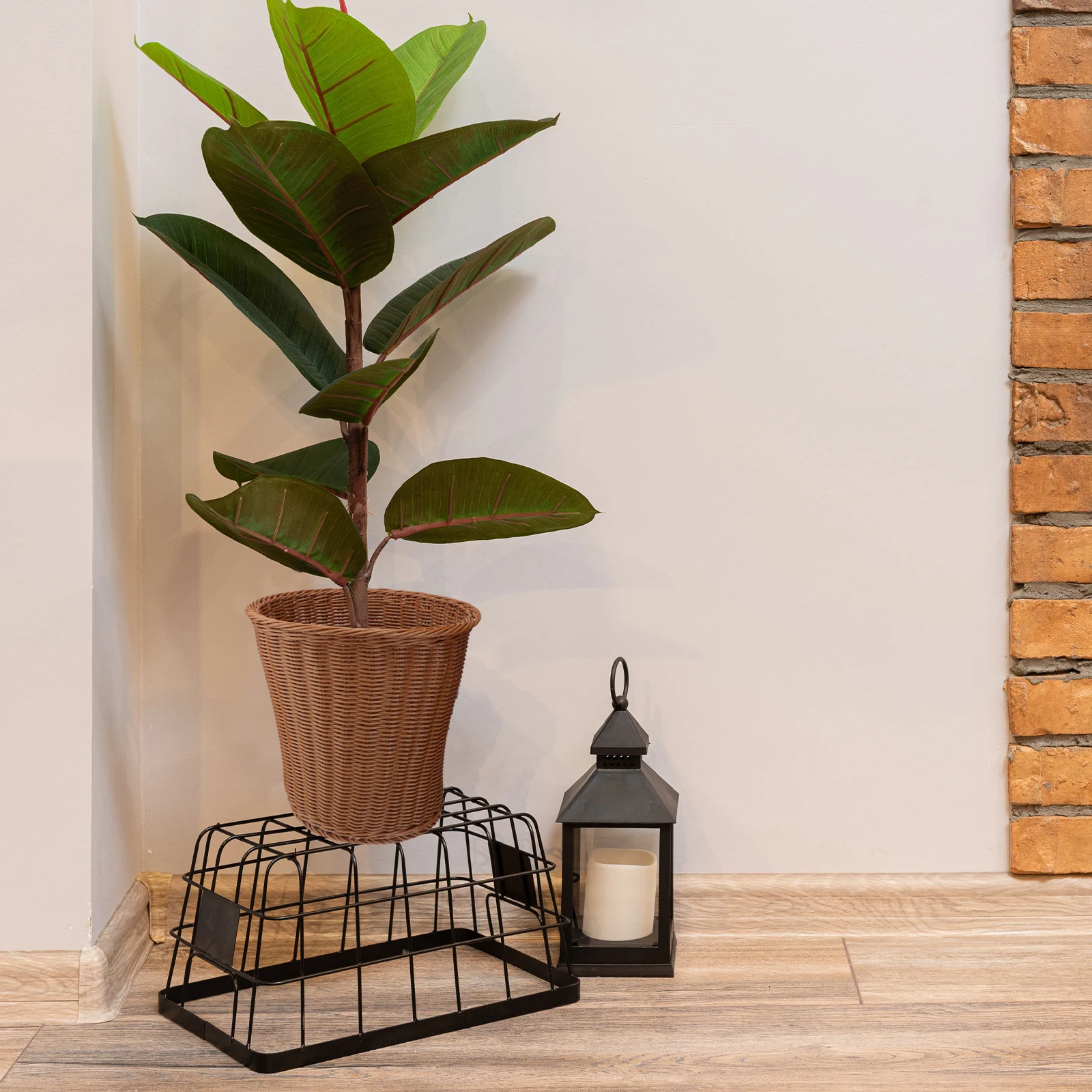 

Rattan Trash Can Woven Rubbish Container Small Kitchen Bedroom Waste Basket Storage Garbage Bin Environmental Practical
