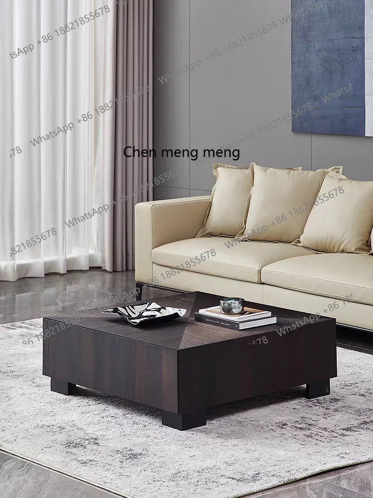 

Very simple square coffee table living room, solid wood coffee table household light luxury, furniture
