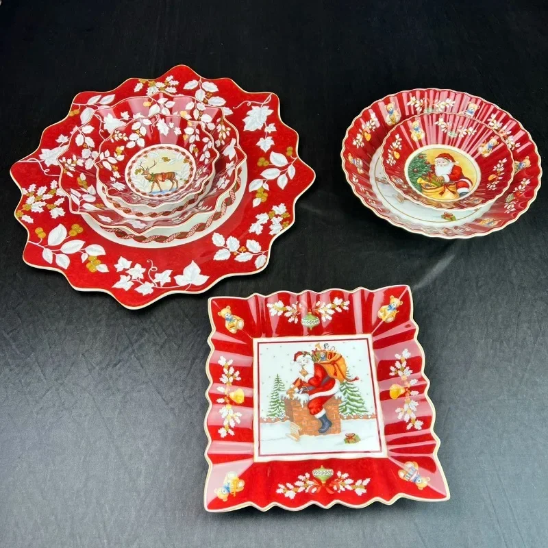 Western Cuisine Plate German V Bao Tableware Christmas Series Toy Joy Mug Bowl Salad Dish Dessert Plate  Fruit Holder