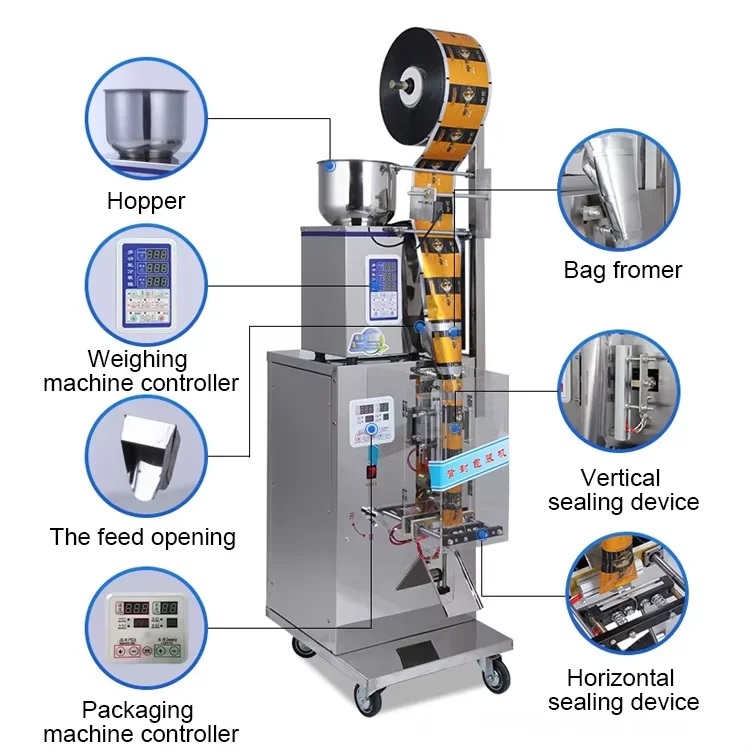 1-100g Simple Granule Packaging Machine for Five Grains, Miscellaneous Grains, Pet Food Packaging