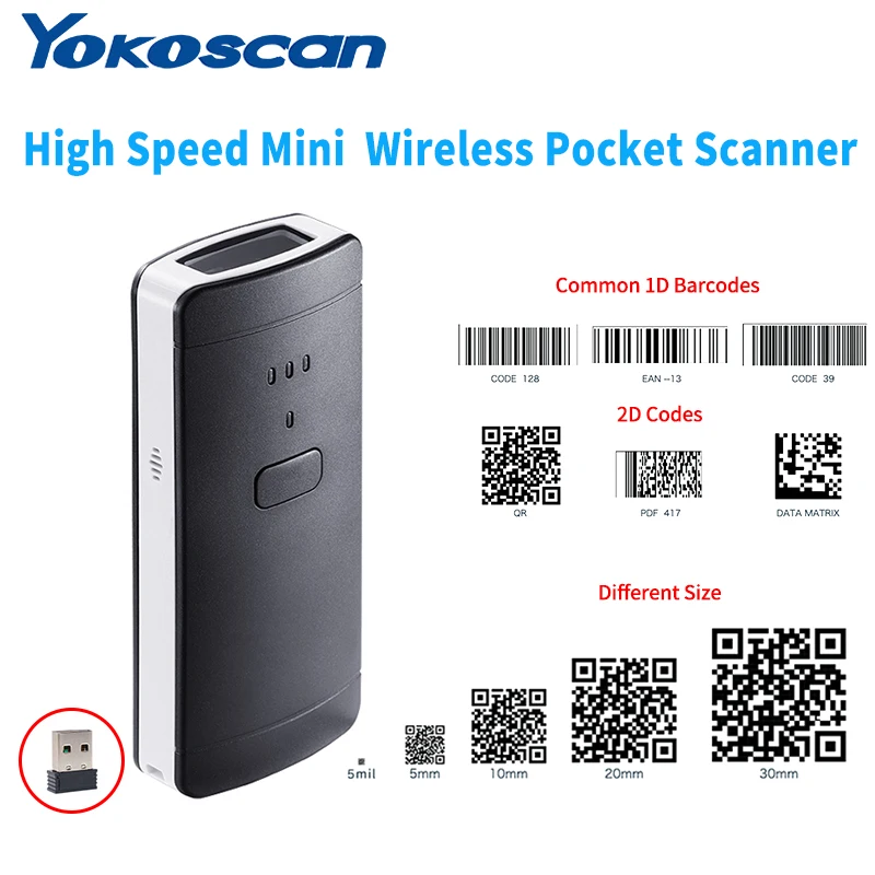 

2D/QR/1D Pocket Scanner warehouse retail logistics barcode scanner bluetooth scanner wireless reader