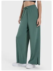 New Loose Breathable Drawstring Wide Leg Pants For Women High Waisted Outside Straight Leg Pants