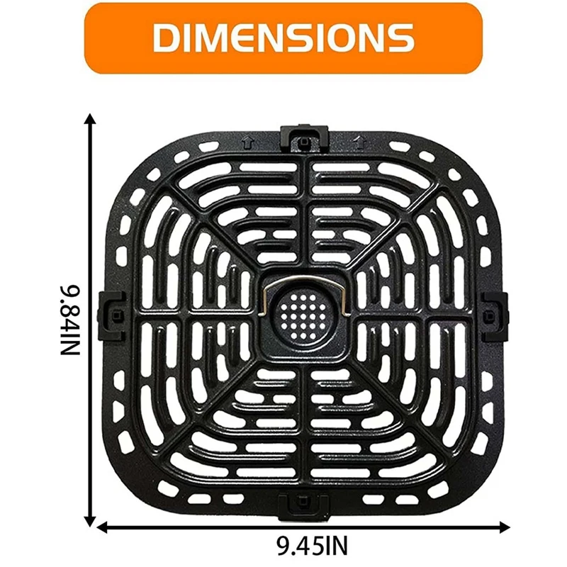 A46T Air Fryer Grill Plate for Instants Vortex Plus 6QT Air Fryers, Upgraded Square Grill Pan Tray Replacement Parts