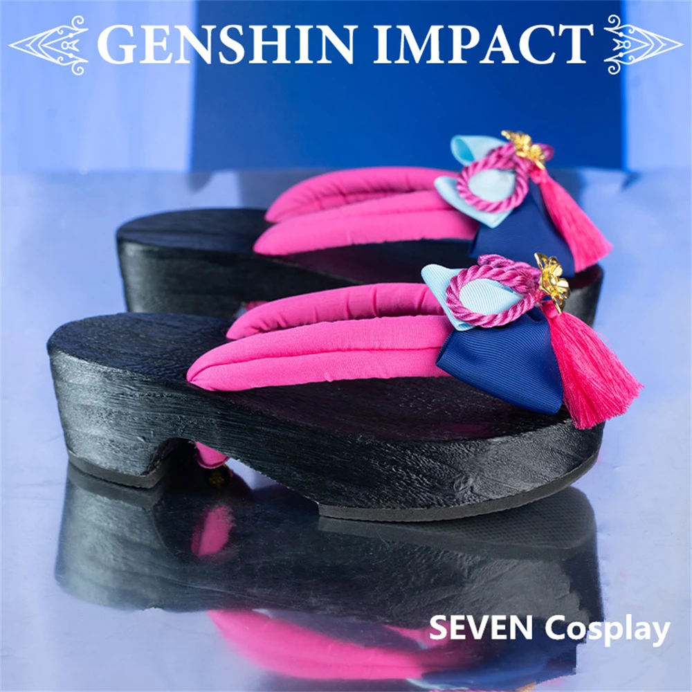 SEVEN Cosplay Presale Game Genshin Impact Kamisato Ayaka Cosplay Shoes Kimono Clogs